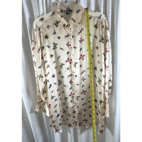 ZARA Women's Cream Butterfly Insect Print Button Up Shirt Oversized M‎ 72-27 - Picture 6 of 16
